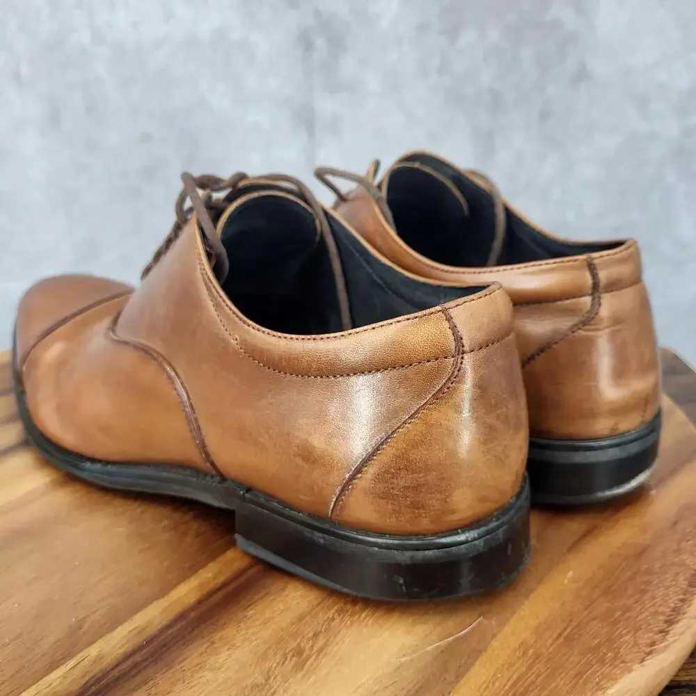 Stacy Adams Oxford Shoes Mens 10.5 Brown Leather Dress Shoes‎ Cap Toe
